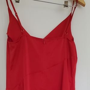 Red satin sexy date night dress, size M .